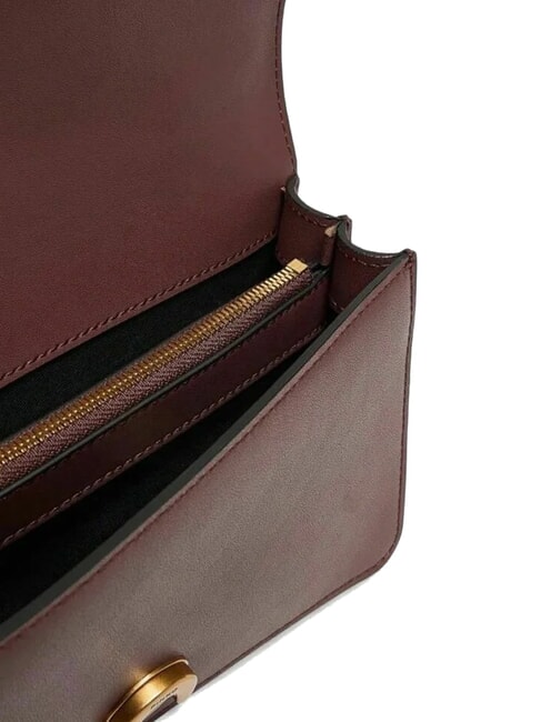 LOVE ONE CLASSIC Mini sac &agrave; bandouli&egrave;re en cuir vin de Bourgogne - or antique - Sacs pour Femme