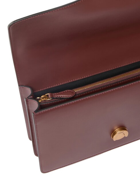 LOVE ONE CLASSIC Sac bandouli&egrave;re en cuir avec rabat vin de Bourgogne - or antique - Sacs pour Femme