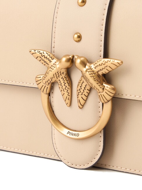 LOVE ONE CLASSIC Mini sac &agrave; bandouli&egrave;re en cuir beige-gris fum&eacute;-or antique - Sacs pour Femme