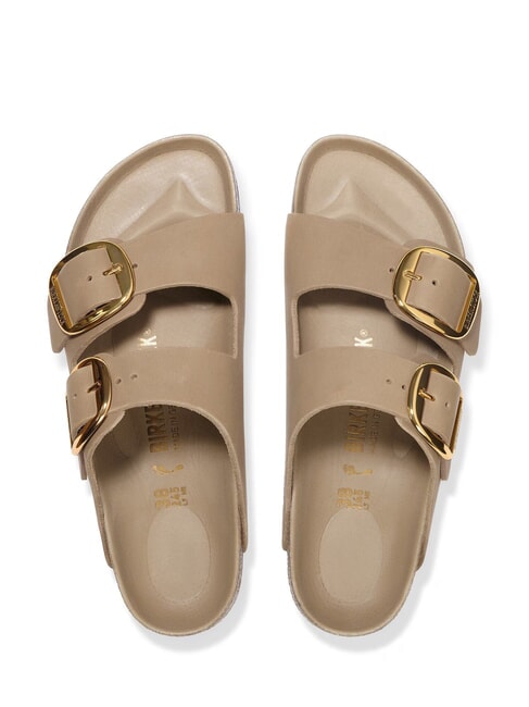 ARIZONA BIG BUCKLE pantoufle en cuir &agrave; 2 brides tabac brun - Chaussures Femme