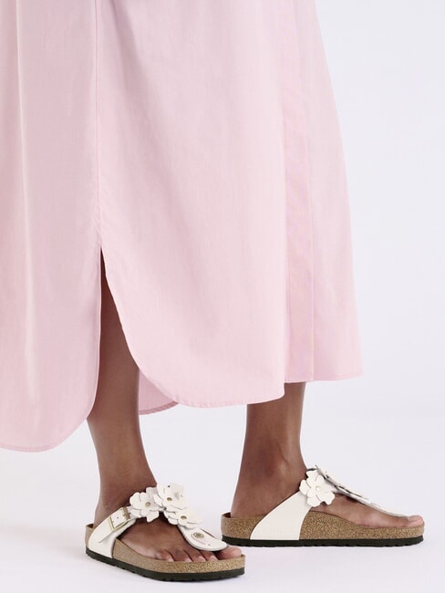 GIZEH Tongs en cuir &agrave; fleurs rose clair - Chaussures unisexe