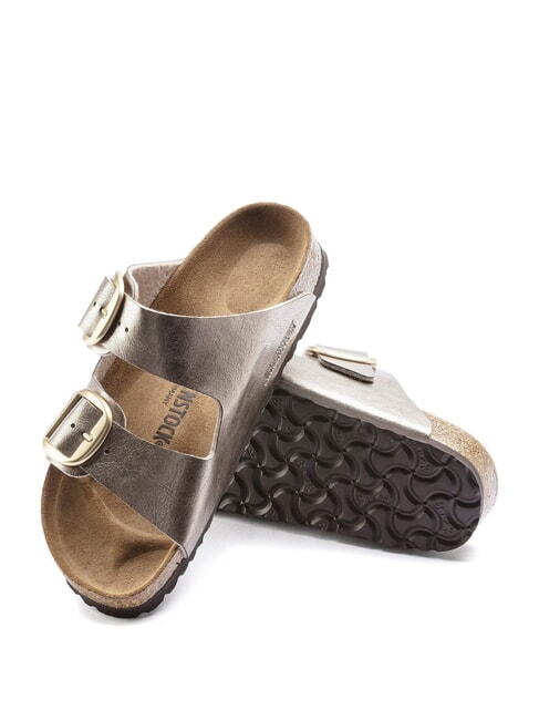 ARIZONA BIG BUCKLE Pantoufle m&eacute;tallique &agrave; boucles gris taupe - Chaussures Femme
