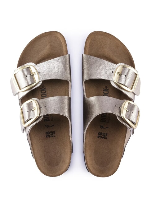 ARIZONA BIG BUCKLE Pantoufle m&eacute;tallique &agrave; boucles gris taupe - Chaussures Femme