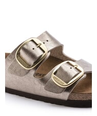 BIRKENSTOCK ARIZONA BIG BUCKLE Pantoufle m&eacute;tallique &agrave; boucles gris taupe - Chaussures Femme - 5