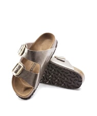 BIRKENSTOCK ARIZONA BIG BUCKLE Pantoufle m&eacute;tallique &agrave; boucles gris taupe - Chaussures Femme - 6