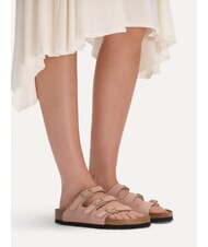 BIRKENSTOCK FLORIDA pantoufle en cuir nubuck &agrave; 3 bandes rose tendre - Chaussures Femme - 5