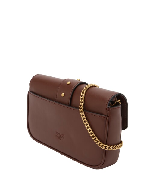 LOVE ONE POCKET Sac &agrave; bandouli&egrave;re en cuir vin de Bourgogne - or antique - Sacs pour Femme