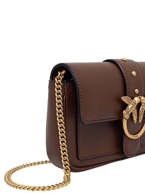 LOVE ONE POCKET Sac &agrave; bandouli&egrave;re en cuir vin de Bourgogne - or antique - Sacs pour Femme