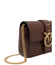 PINKO LOVE ONE POCKET Sac &agrave; bandouli&egrave;re en cuir vin de Bourgogne - or antique - Sacs pour Femme - 3