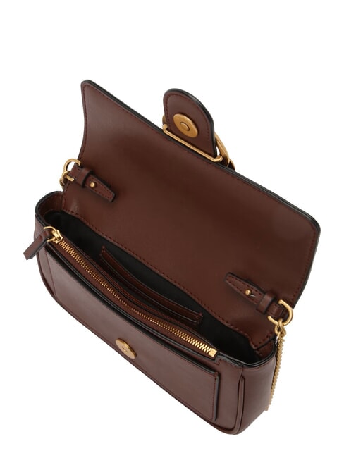 LOVE ONE POCKET Sac &agrave; bandouli&egrave;re en cuir vin de Bourgogne - or antique - Sacs pour Femme