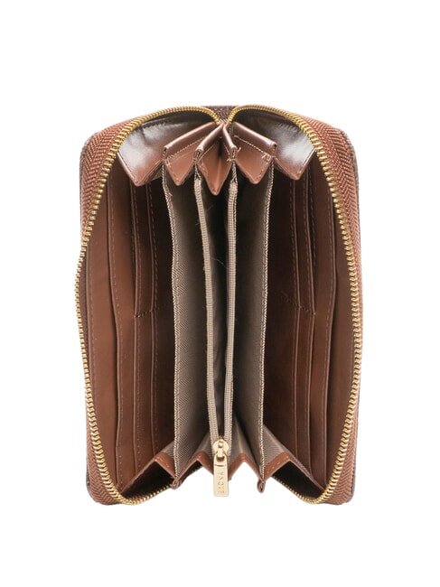 LUX Grand portefeuille zipp&eacute; chocolat - Portefeuilles Femme