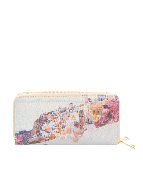 YESBAG Grand portefeuille &agrave; 2 fermetures &eacute;clair Coucher de soleil en Gr&egrave;ce - Portefeuilles Femme