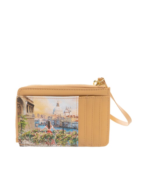 YESBAG Porte-cartes plat avec fermeture &eacute;clair et dragonne canal fleuri - Portefeuilles Femme