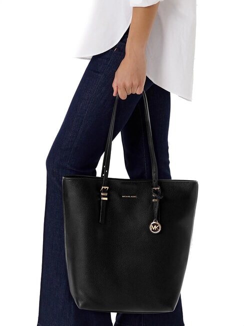 QUINN Sac cabas vertical en cuir noir - Sacs pour Femme