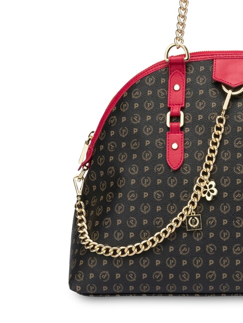 HERITAGE Sac bandouli&egrave;re d&ocirc;me avec anses en cha&icirc;ne laque noire - Sacs pour Femme