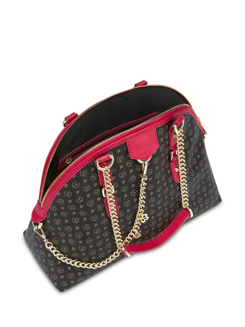 HERITAGE Sac bandouli&egrave;re d&ocirc;me avec anses en cha&icirc;ne laque noire - Sacs pour Femme