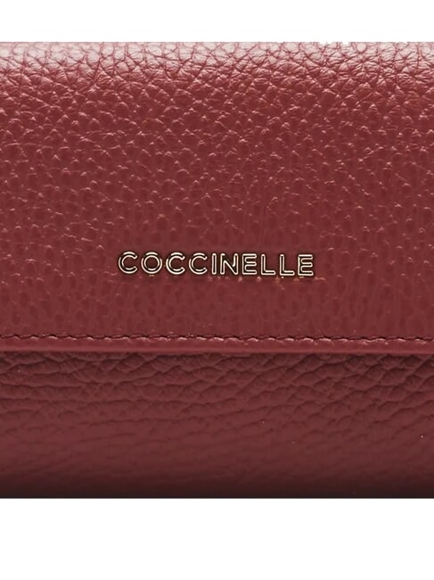 METALLIC SOFT Porte-cartes en cuir martel&eacute; Brandy - Portefeuilles Femme