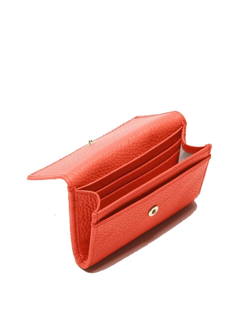 METALLIC SOFT Porte-cartes en cuir martel&eacute; rouge grenadine - Portefeuilles Femme