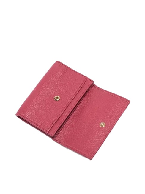 METALLIC SOFT Porte-cartes en cuir martel&eacute; bois de rose - Portefeuilles Femme