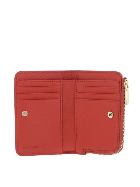 METALLIC SOFT Porte-cartes en cuir rouge grenadine - Portefeuilles Femme