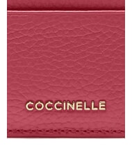 COCCINELLE METALLIC SOFT  Porte-cartes plat en cuir bois de rose - Portefeuilles Femme - 3