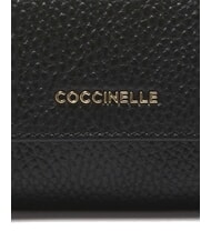 COCCINELLE METALLIC SOFT Porte-cartes en cuir martel&eacute; Noir - Portefeuilles Femme - 3