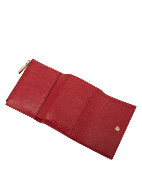 METALLIC SOFT Petit portefeuille en cuir textur&eacute; rubis - Portefeuilles Femme