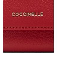 COCCINELLE METALLIC SOFT Petit portefeuille en cuir textur&eacute; rubis - Portefeuilles Femme - 3