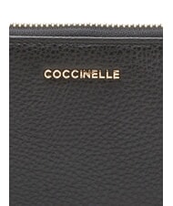 COCCINELLE METALLIC SOFT  Portefeuille moyen en cuir Noir - Portefeuilles Femme - 3
