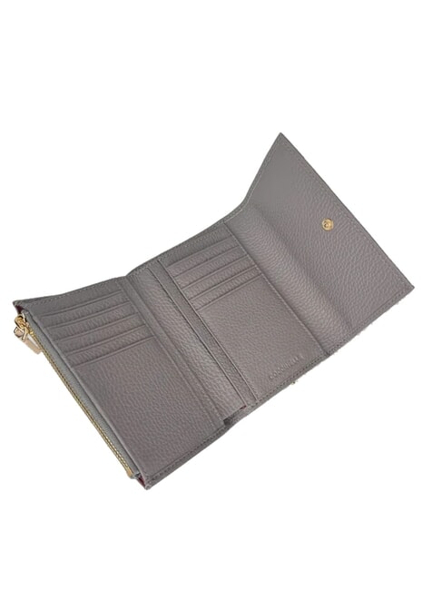 METALLIC SOFT portefeuille en cuir martel&eacute; de taille moyenne graphite - Portefeuilles Femme