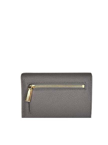 METALLIC SOFT portefeuille en cuir martel&eacute; de taille moyenne graphite - Portefeuilles Femme