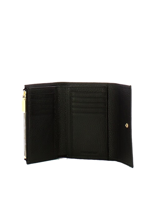 METALLIC SOFT portefeuille en cuir martel&eacute; de taille moyenne Noir - Portefeuilles Femme