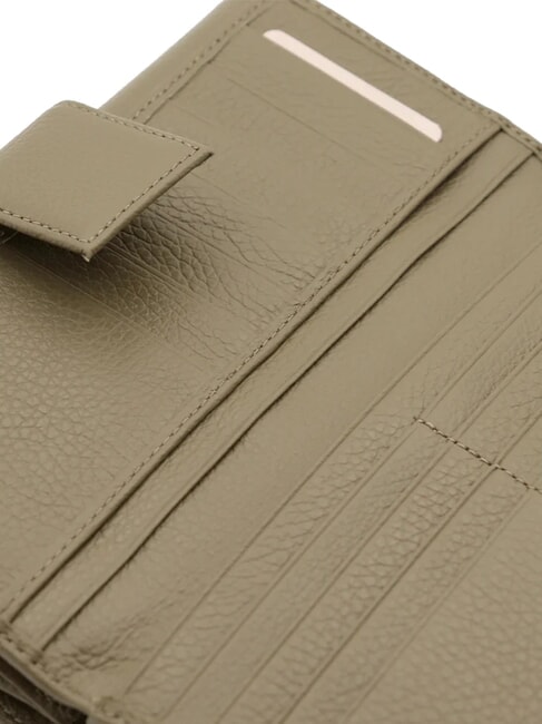 METALLIC SOFT Grand portefeuille en cuir vert laurier - Portefeuilles Femme