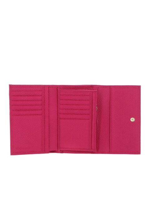 METALLIC SOFT Portefeuille &agrave; deux volets en cuir martel&eacute; nouveau fuchsia - Portefeuilles Femme
