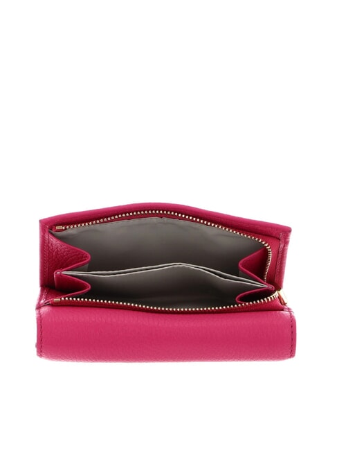 METALLIC SOFT Portefeuille &agrave; deux volets en cuir martel&eacute; nouveau fuchsia - Portefeuilles Femme