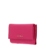 COCCINELLE METALLIC SOFT Portefeuille &agrave; deux volets en cuir martel&eacute; nouveau fuchsia - Portefeuilles Femme - 4