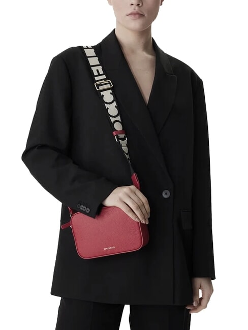 TEBE Sac &agrave; bandouli&egrave;re en cuir textur&eacute; rubis - Sacs pour Femme