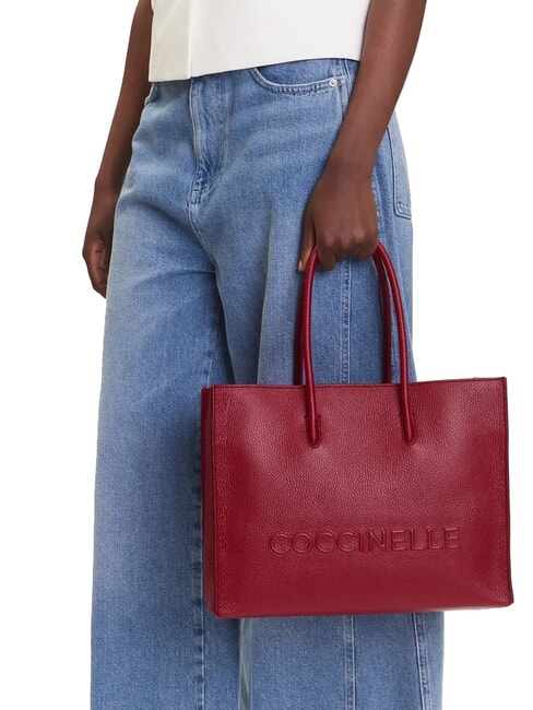 MYRTHA MAXI LOG Sac de courses en cuir martel&eacute; sangria - Sacs pour Femme