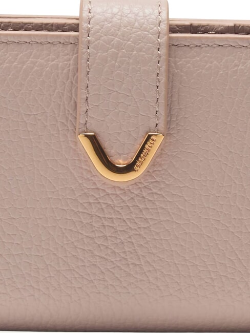 DEW Portefeuille moyen en cuir martel&eacute; rosaces - Portefeuilles Femme