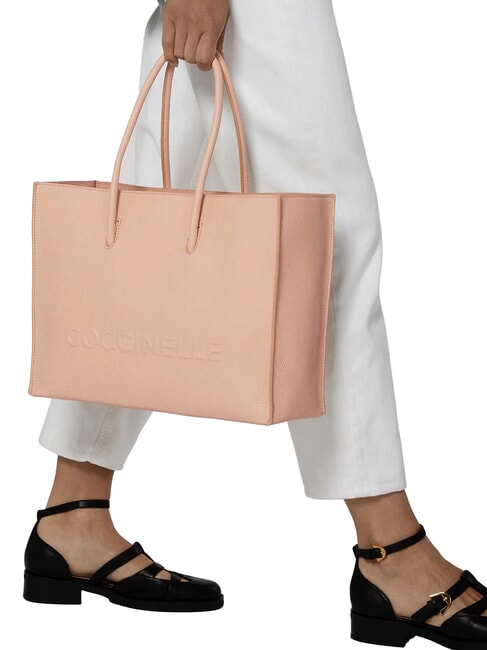 MYRTHA MAXI LOG Sac de courses en cuir martel&eacute; rosaces - Sacs pour Femme