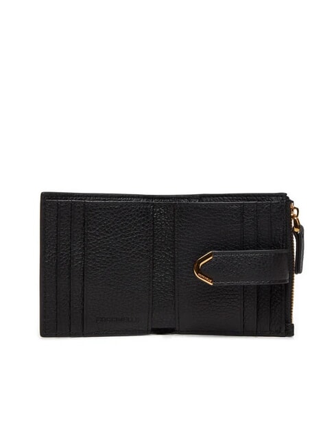 DEW Portefeuille compact en cuir martel&eacute; Noir - Portefeuilles Femme