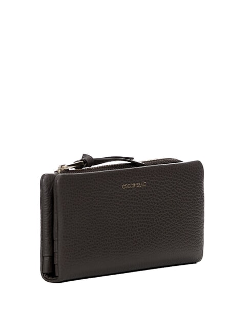 SOFTY Portefeuille en cuir grain&eacute; Noir - Portefeuilles Femme