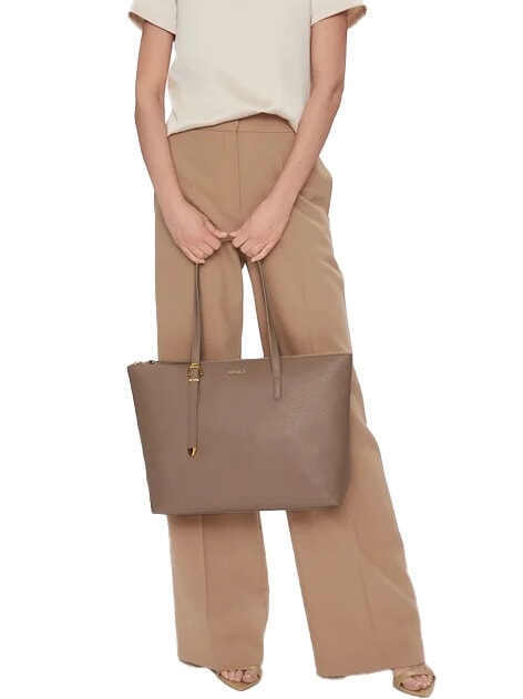 GLEEN Sac shopping en cuir taupe chaud - Sacs pour Femme