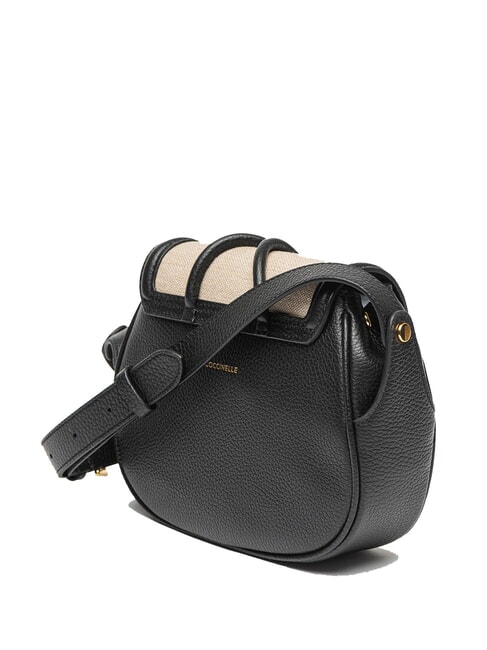 CARMY CANVAS sac bandouli&egrave;re en cuir et toile naturel / noir - Sacs pour Femme