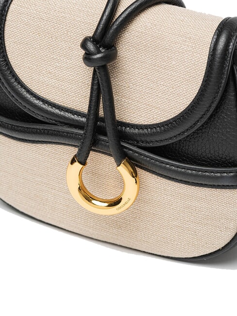 CARMY CANVAS sac bandouli&egrave;re en cuir et toile naturel / noir - Sacs pour Femme