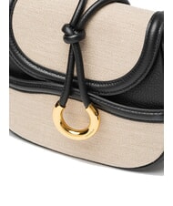 COCCINELLE CARMY CANVAS sac bandouli&egrave;re en cuir et toile naturel / noir - Sacs pour Femme - 3