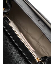 COCCINELLE CARMY CANVAS sac bandouli&egrave;re en cuir et toile naturel / noir - Sacs pour Femme - 4