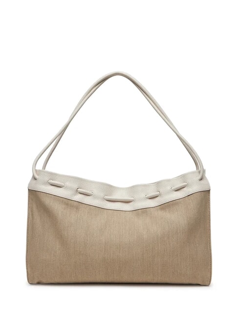 ISABELA CANVAS sac hobo en toile et cuir naturel/blanc - Sacs pour Femme