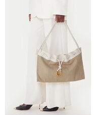 COCCINELLE ISABELA CANVAS sac hobo en toile et cuir naturel/blanc - Sacs pour Femme - 5