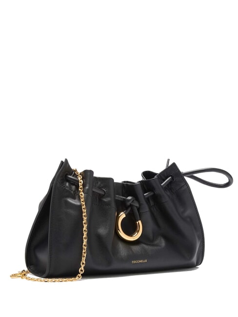ISABELA Sac en cuir avec bandouli&egrave;re en m&eacute;tal Noir - Sacs pour Femme